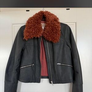 We The Free Leather Jacket Jayce Faux Leather Jacket With Faux Fur Trim